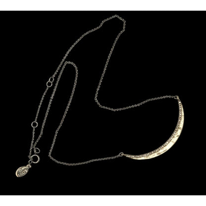 Preppy Loft Crescent Moon Necklace Gold Tone With Rhinestones And Silver Tone Chain