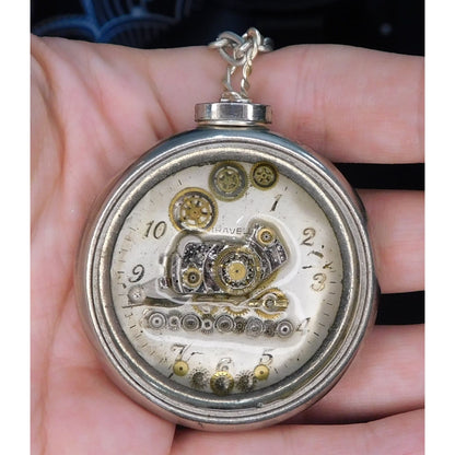 Handmade Upcycled Steampunk Train Watch Necklace