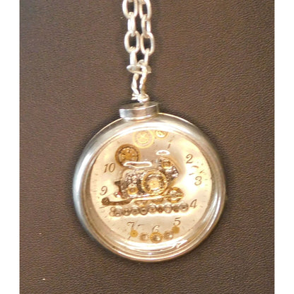 Handmade Upcycled Steampunk Train Watch Necklace
