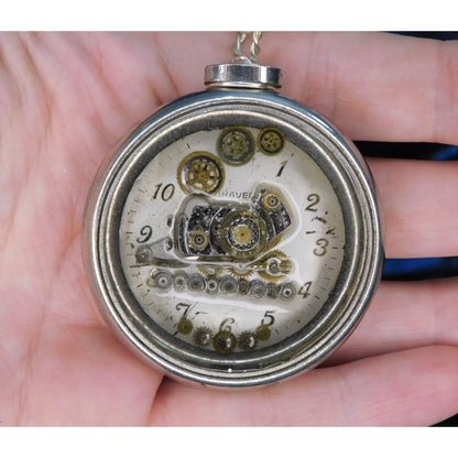 Handmade Upcycled Steampunk Train Watch Necklace