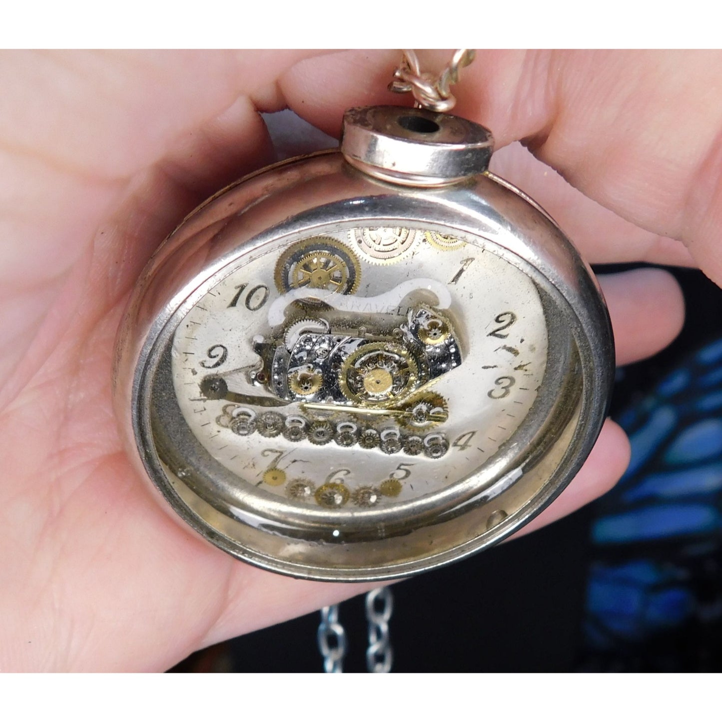 Handmade Upcycled Steampunk Train Watch Necklace