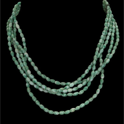 Vintage Layered Stone Necklace Green White Boho Chic Statement Multi Strand Jewelry