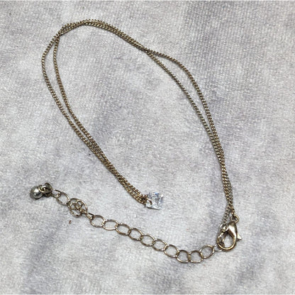 Minimalist Dainty Pyramid Shaped Cubic Zirconia Pendant On Gold Tone Chain