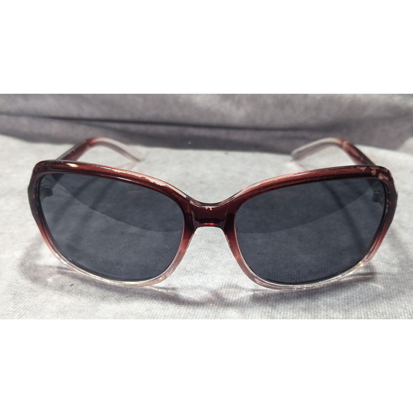 Foster Grant Red And Clear Ombre Sunglasses With Rhinestone Accents