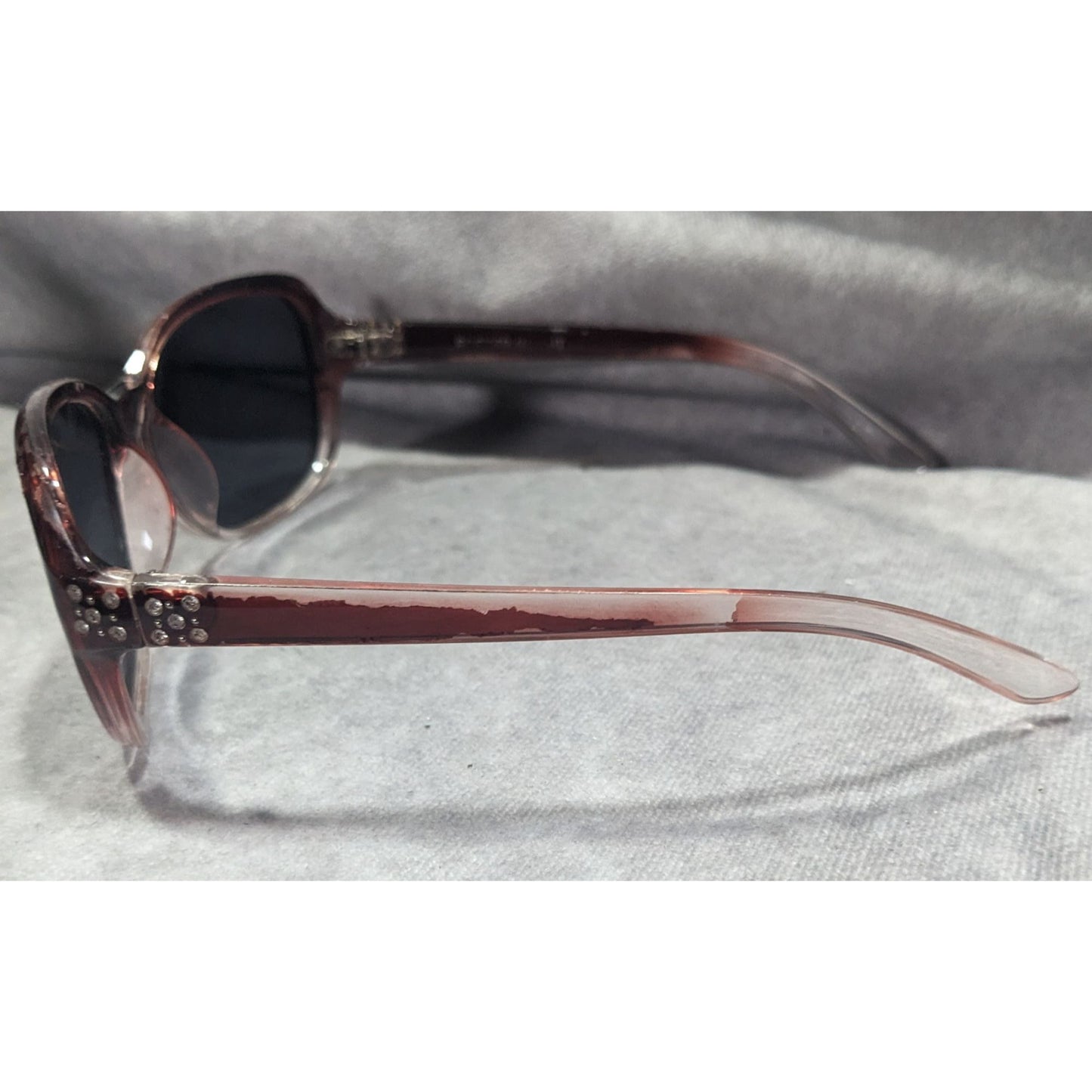 Foster Grant Red And Clear Ombre Sunglasses With Rhinestone Accents