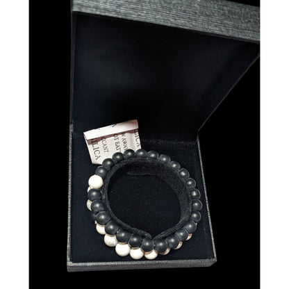 Howlite And Onyx Beaded Stretch Bracelet Set