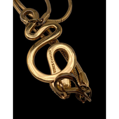 Vince Camuto Signed Gothic Gold Tone Rhinestone Snake Necklace 16 Inch