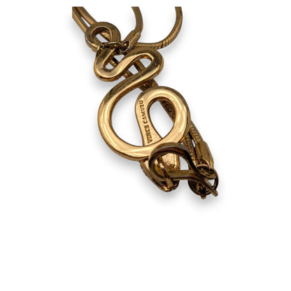 Vince Camuto Signed Gothic Gold Tone Rhinestone Snake Necklace 16 Inch