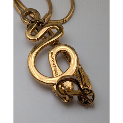 Vince Camuto Signed Gothic Gold Tone Rhinestone Snake Necklace 16 Inch