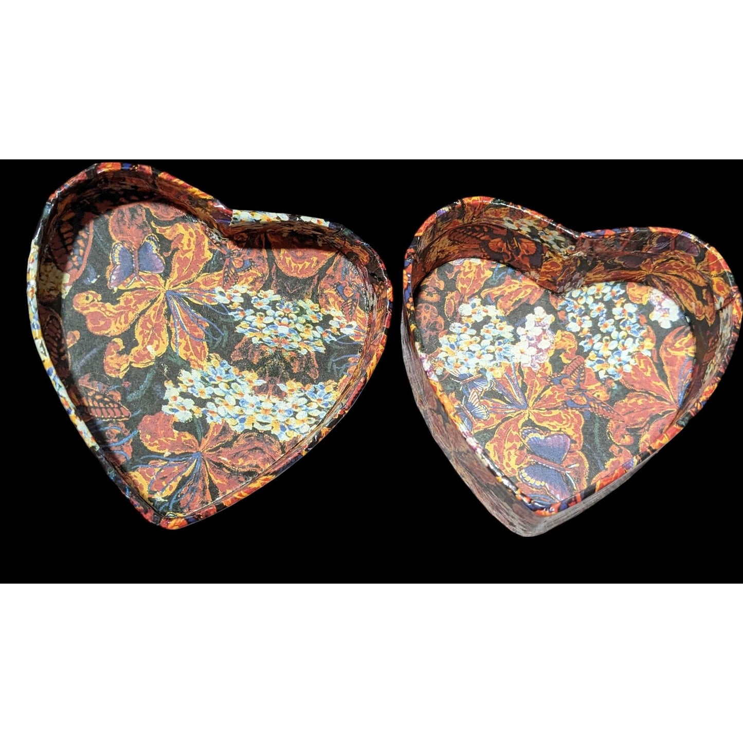 90s Vintage Floral Decoupage Heart Trinket Box