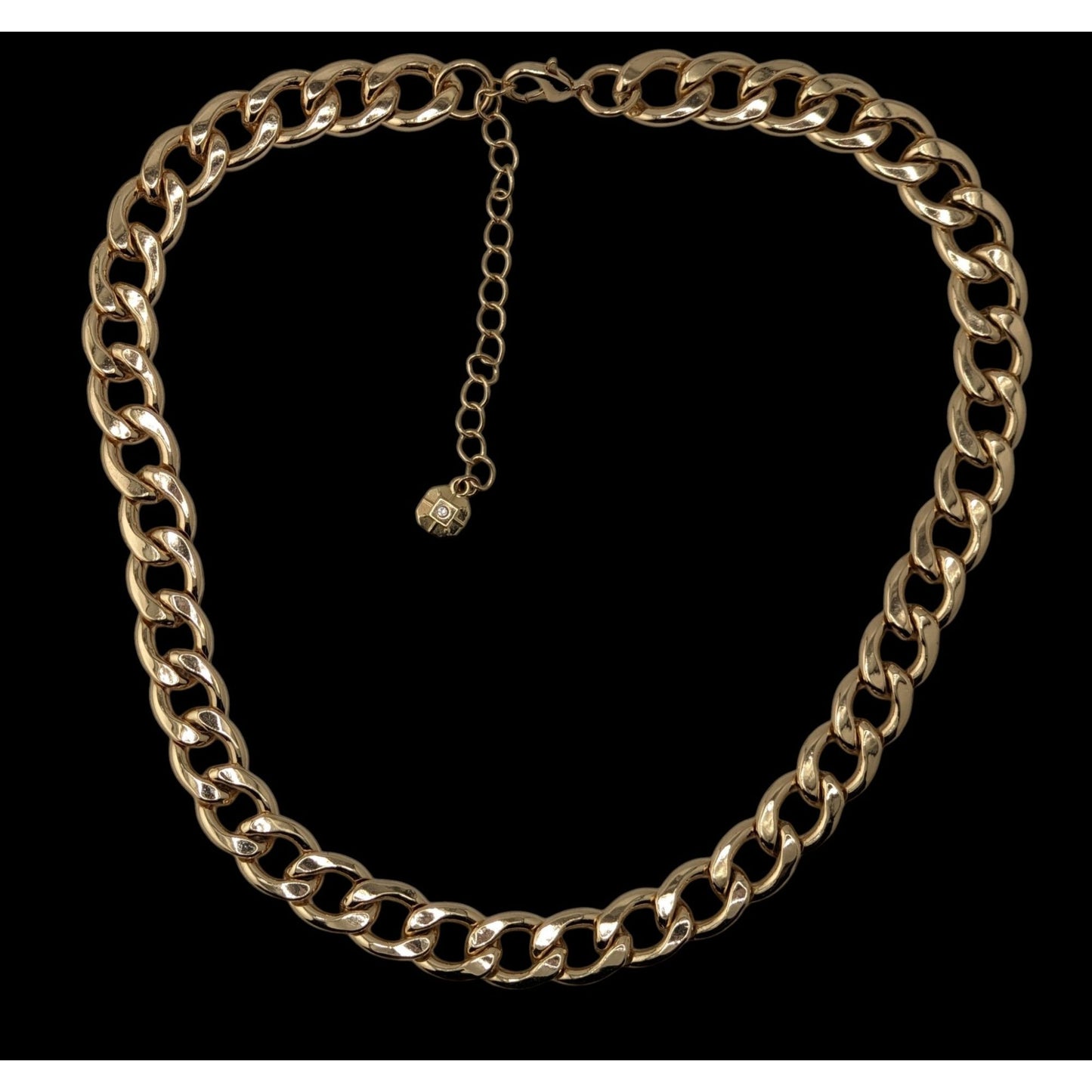 Glam Vintage Monet Gold Tone Chunky Curb Chain Necklace Statement Jewelry