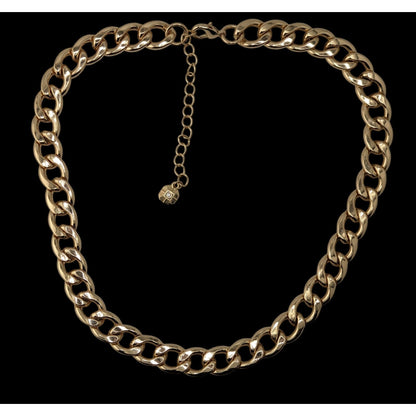 Glam Vintage Monet Gold Tone Chunky Curb Chain Necklace Statement Jewelry