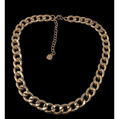 Glam Vintage Monet Gold Tone Chunky Curb Chain Necklace Statement Jewelry