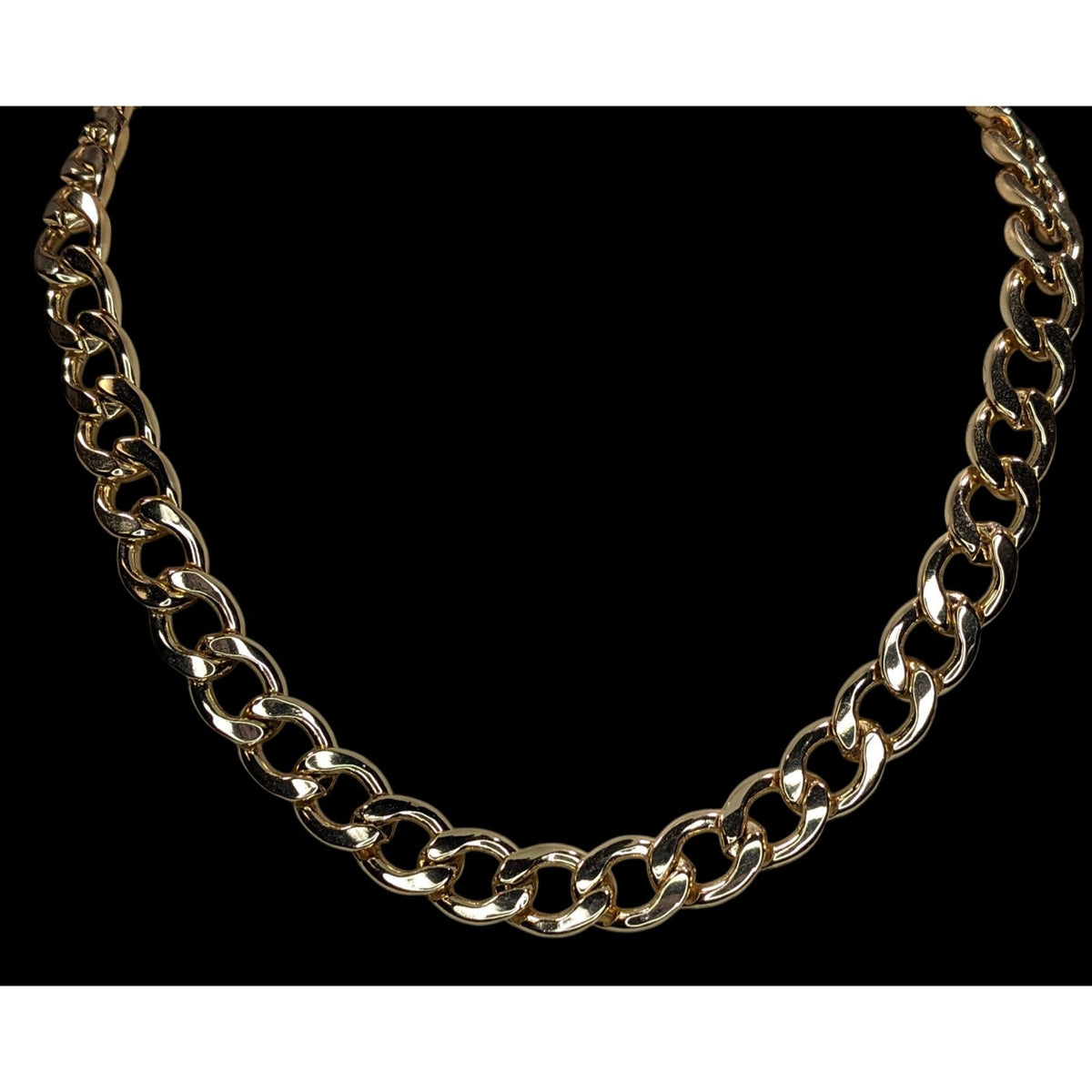 Glam Vintage Monet Gold Tone Chunky Curb Chain Necklace Statement Jewelry