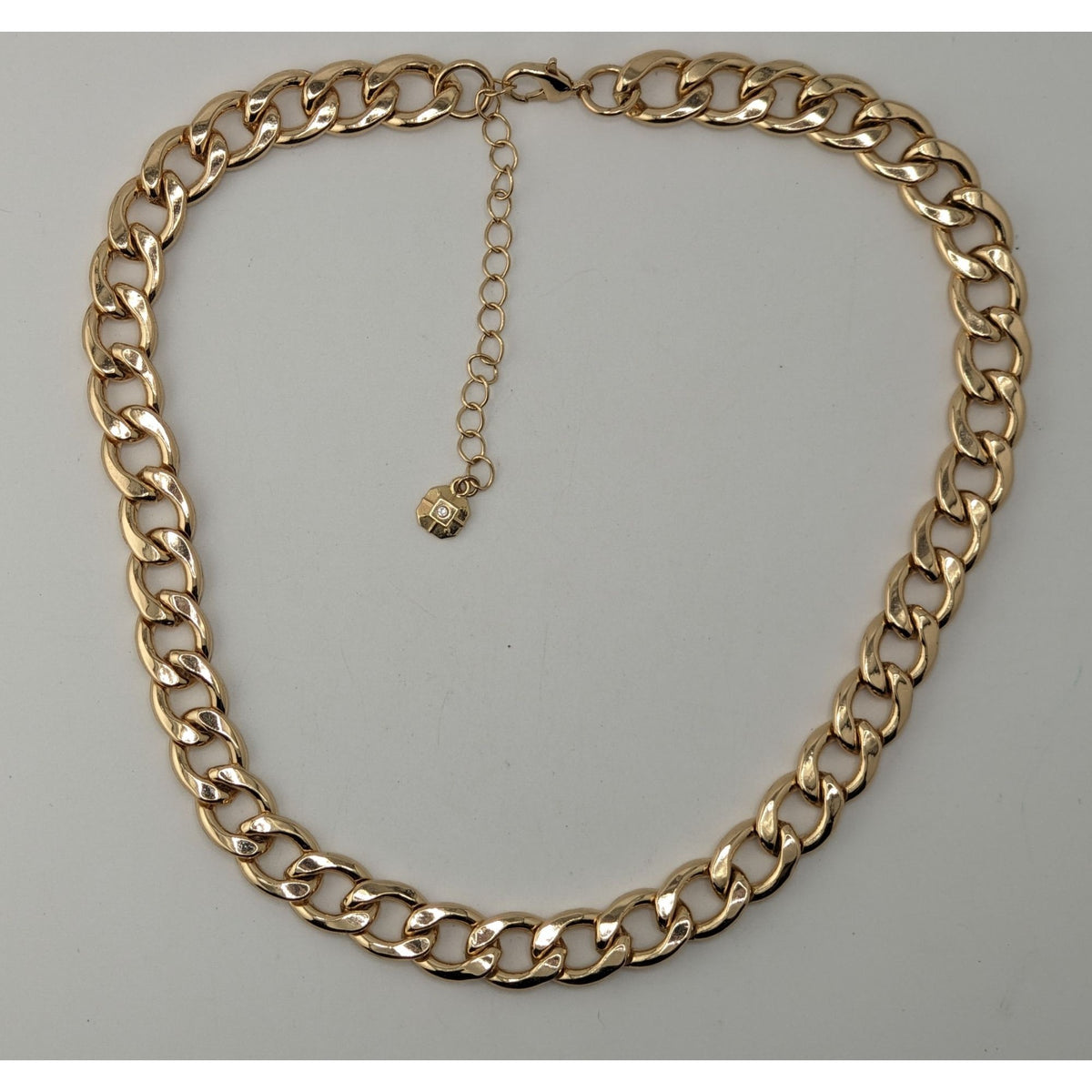 Glam Vintage Monet Gold Tone Chunky Curb Chain Necklace Statement Jewelry
