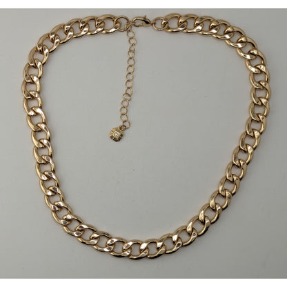 Glam Vintage Monet Gold Tone Chunky Curb Chain Necklace Statement Jewelry