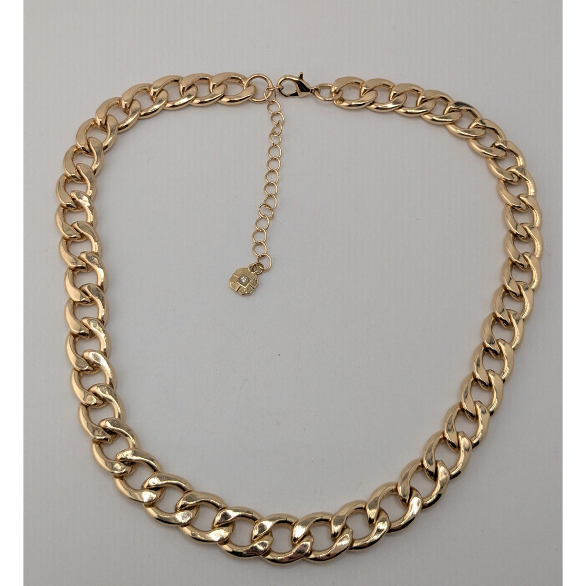 Glam Vintage Monet Gold Tone Chunky Curb Chain Necklace Statement Jewelry