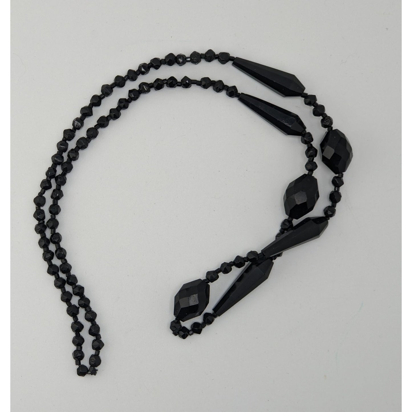 Corporate Goth Faceted Black Glass Beaded Necklace