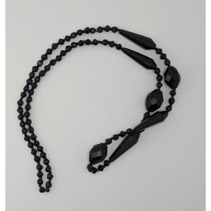 Corporate Goth Faceted Black Glass Beaded Necklace