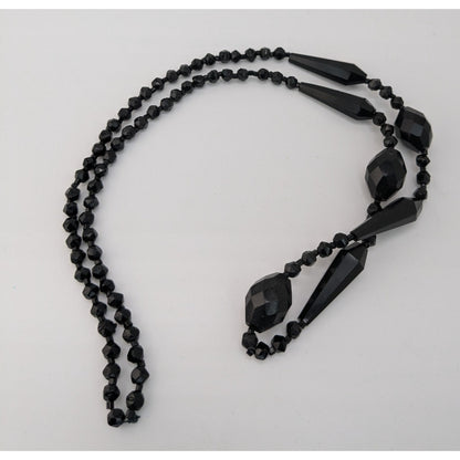 Corporate Goth Faceted Black Glass Beaded Necklace