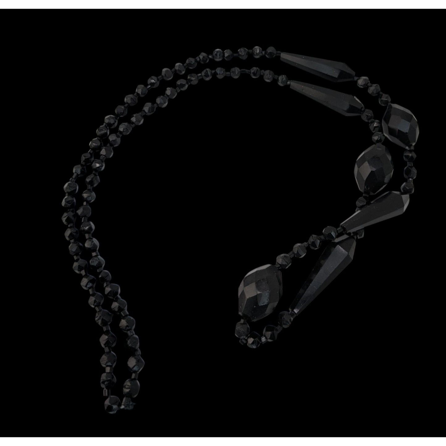 Corporate Goth Faceted Black Glass Beaded Necklace
