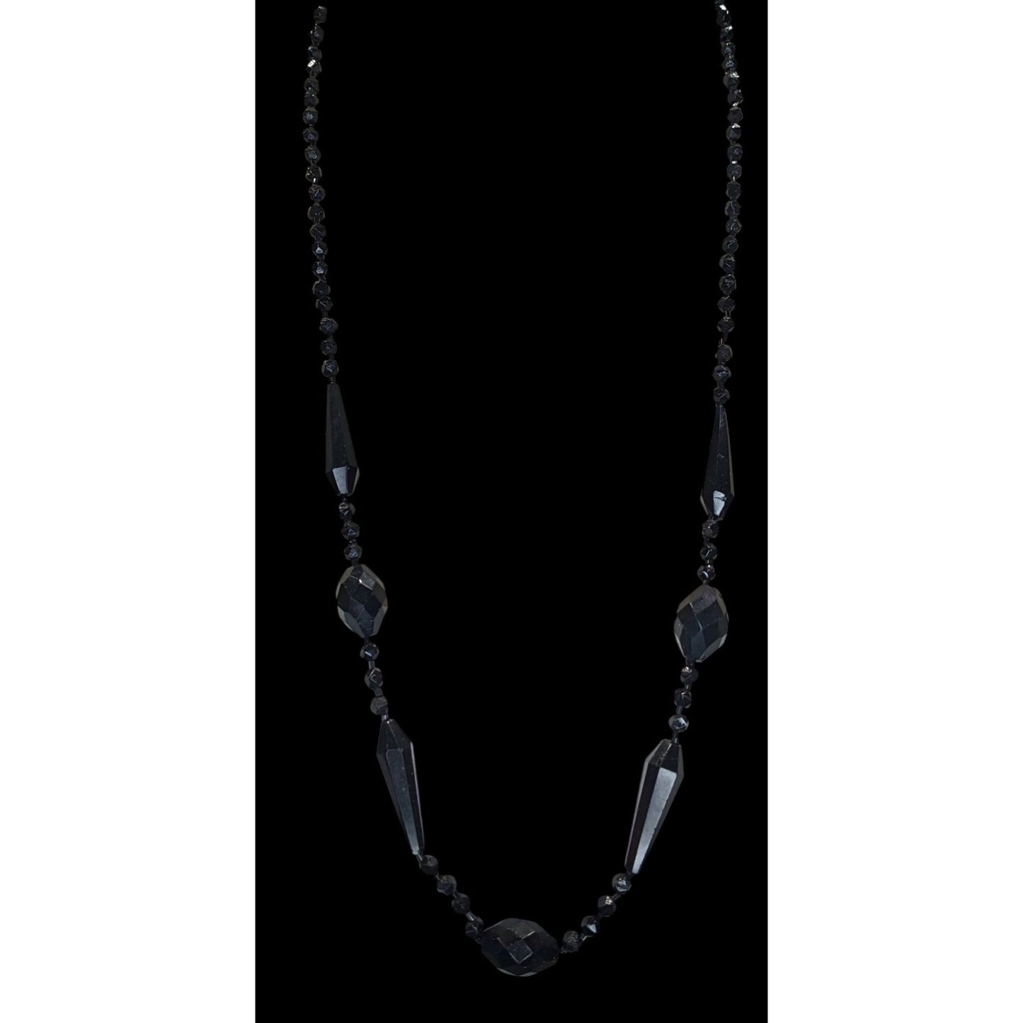 Corporate Goth Faceted Black Glass Beaded Necklace