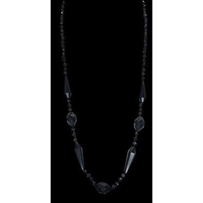 Corporate Goth Faceted Black Glass Beaded Necklace