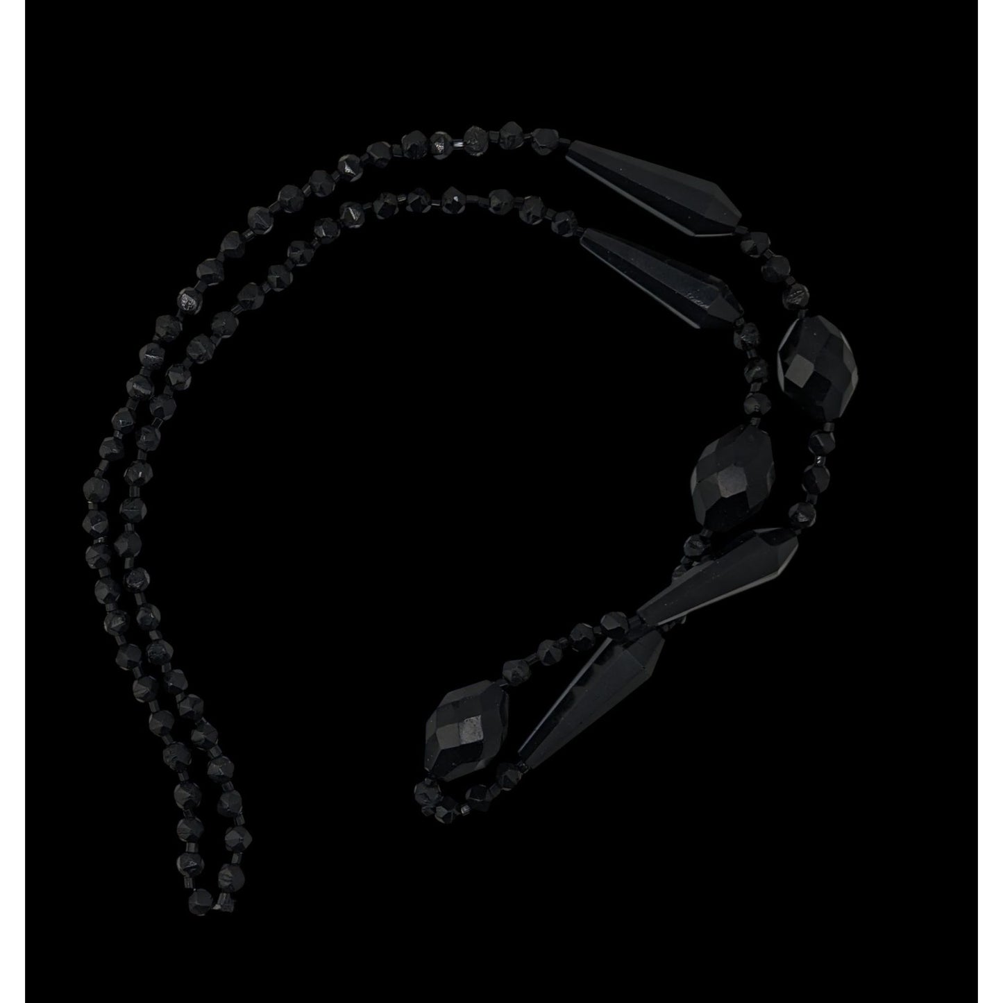 Corporate Goth Faceted Black Glass Beaded Necklace