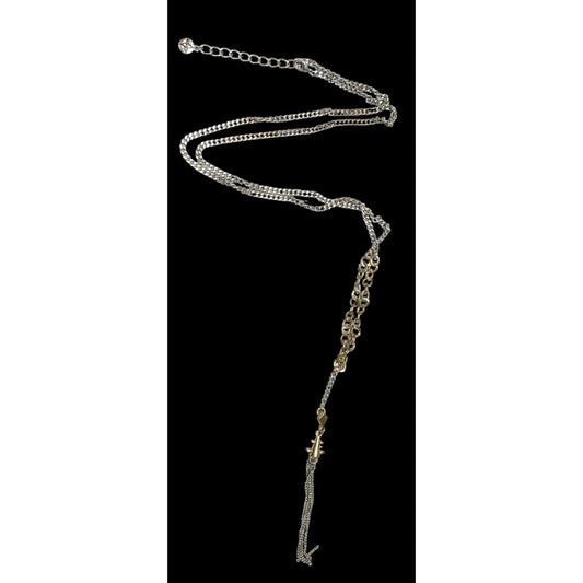 BCBGMAXAZRIA Metallic Punk Abstract Chain Tassel Necklace