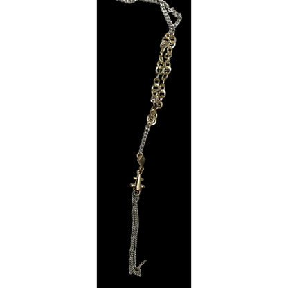 BCBGMAXAZRIA Metallic Punk Abstract Chain Tassel Necklace