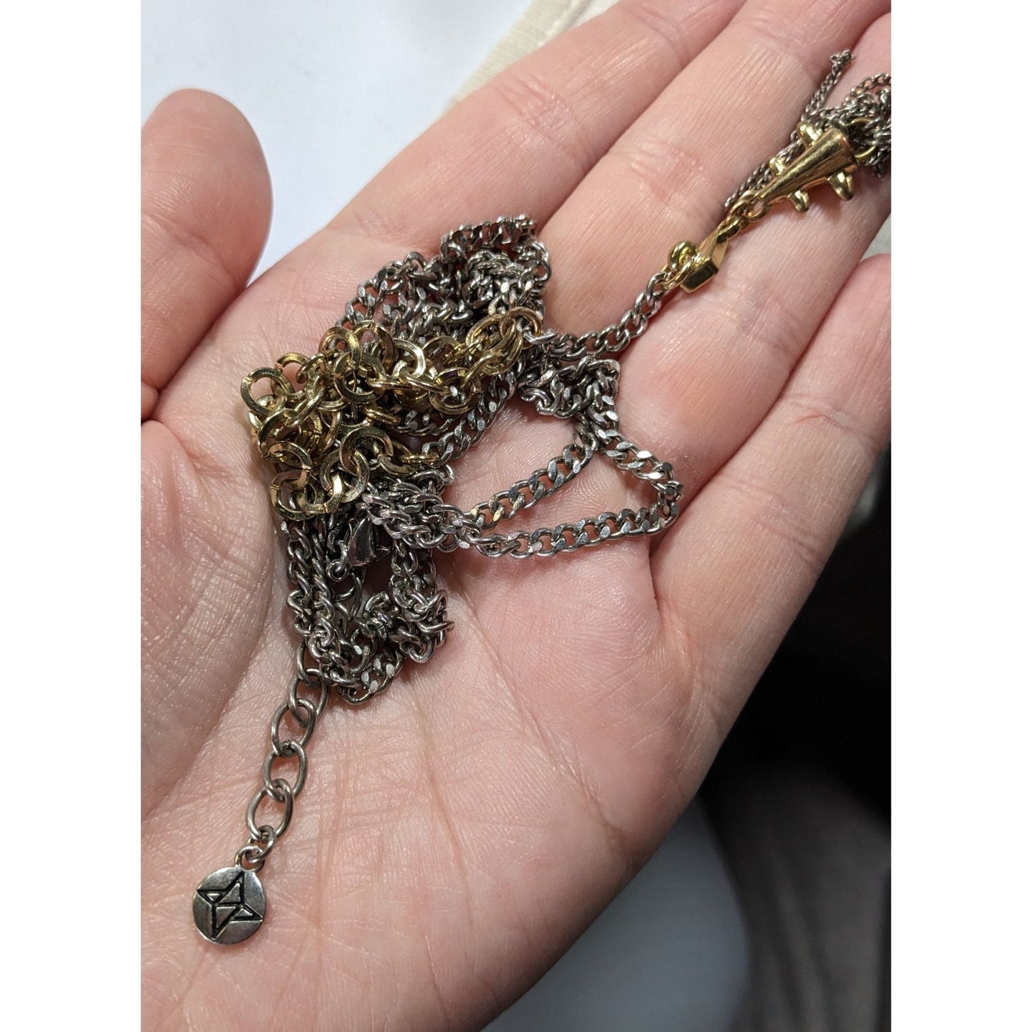 BCBGMAXAZRIA Metallic Punk Abstract Chain Tassel Necklace