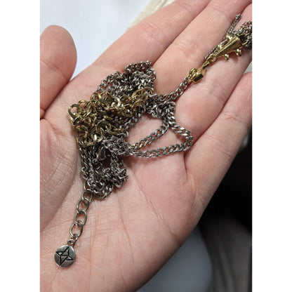 BCBGMAXAZRIA Metallic Punk Abstract Chain Tassel Necklace