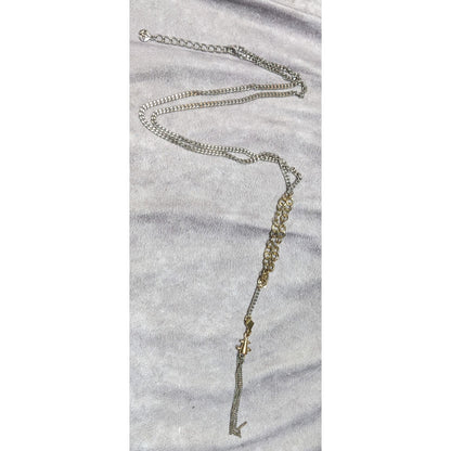 BCBGMAXAZRIA Metallic Punk Abstract Chain Tassel Necklace