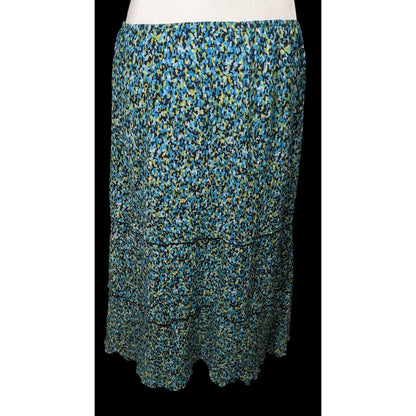 Vintage Alfred Dunner Blue And Green Speckled Faux Tiered Maxi Skirt
