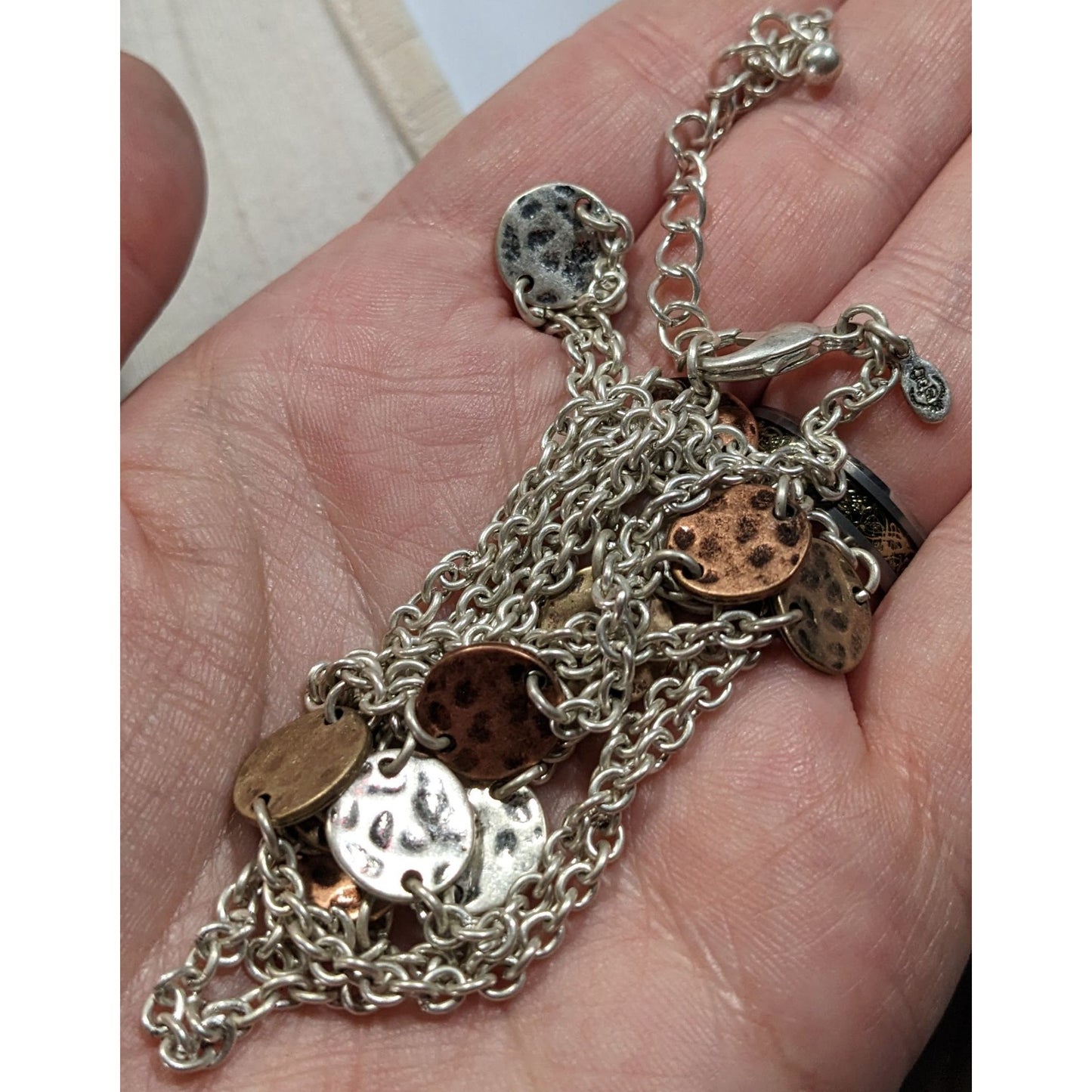 Premier Designs Brutalist Hammered Coin Station Necklace