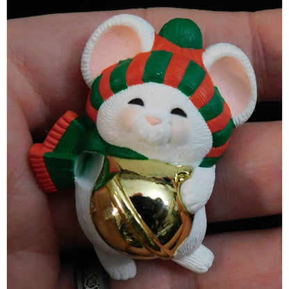 Vintage Hallmark Christmas Mouse Pin  (Missing hand)