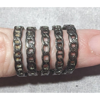 Grunge Punk Gunmetal Tone 5 Layer Chain Style Ring Size 5 1/2