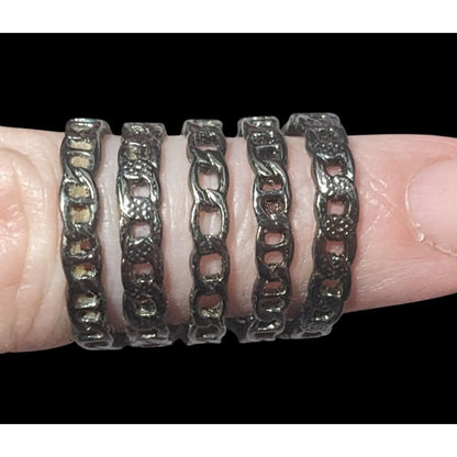 Grunge Punk Gunmetal Tone 5 Layer Chain Style Ring Size 5 1/2