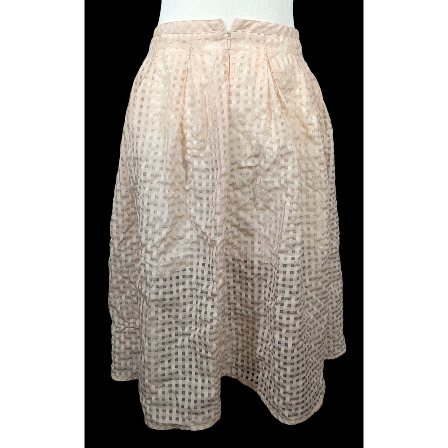 Retro Pale Pink Checkered Midi Skirt by Jack