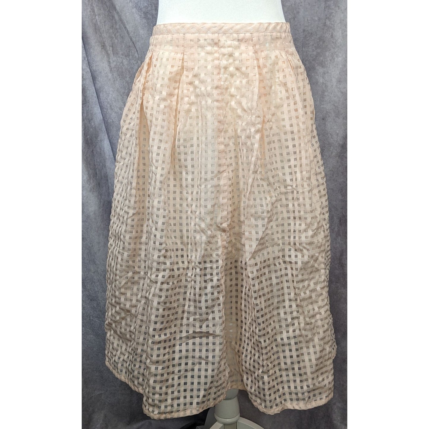 Retro Pale Pink Checkered Midi Skirt by Jack