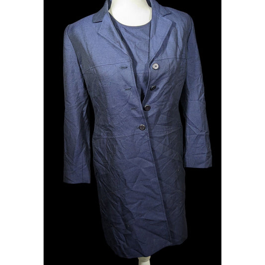 Vintage Kasper A.S.L. Petite Navy Dress Suit (Dress And Coat)