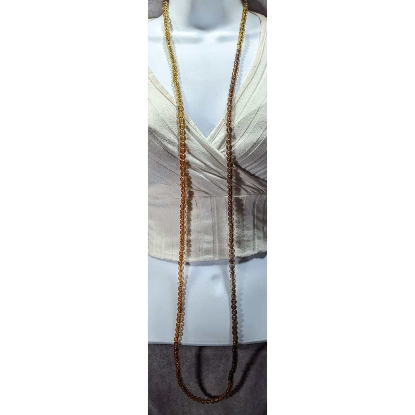 Vintage Lucite Earth Tone Translucent Beaded Necklace
