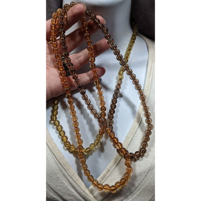 Vintage Lucite Earth Tone Translucent Beaded Necklace