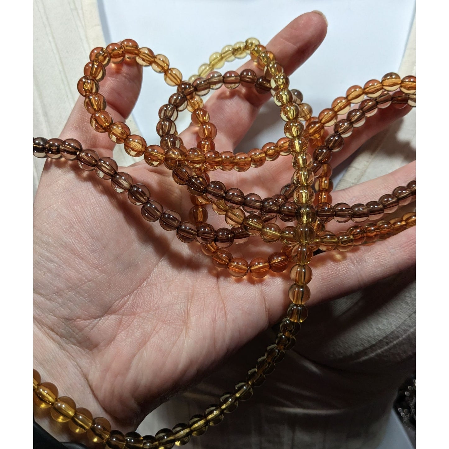 Vintage Lucite Earth Tone Translucent Beaded Necklace