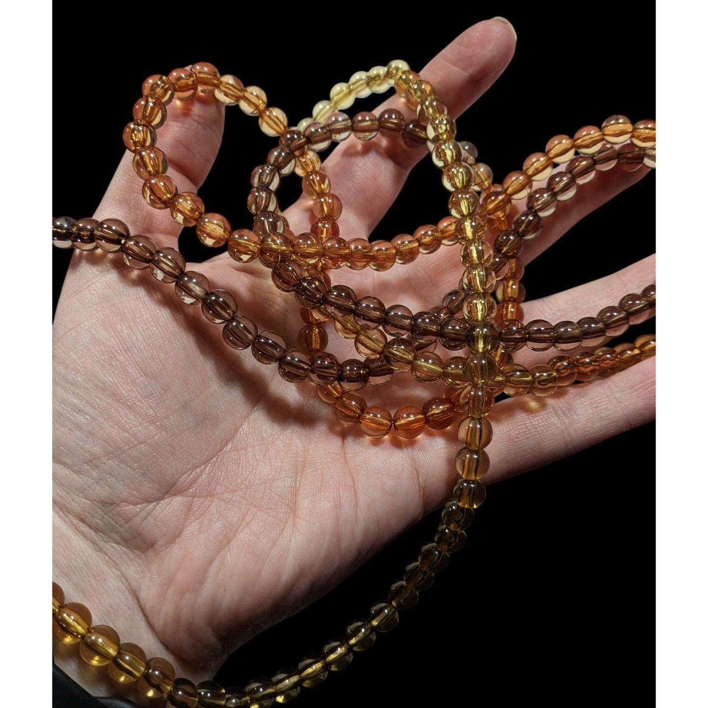 Vintage Lucite Earth Tone Translucent Beaded Necklace