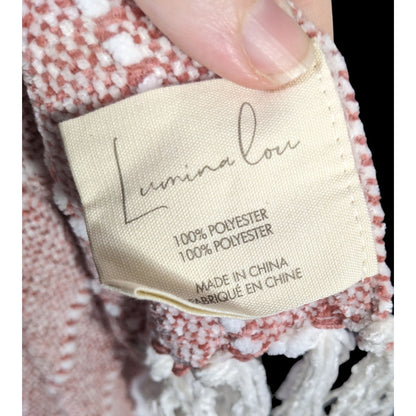 Lumina Lou Pink Striped Chenille Throw Blanket With Fringe 68x53 Inches