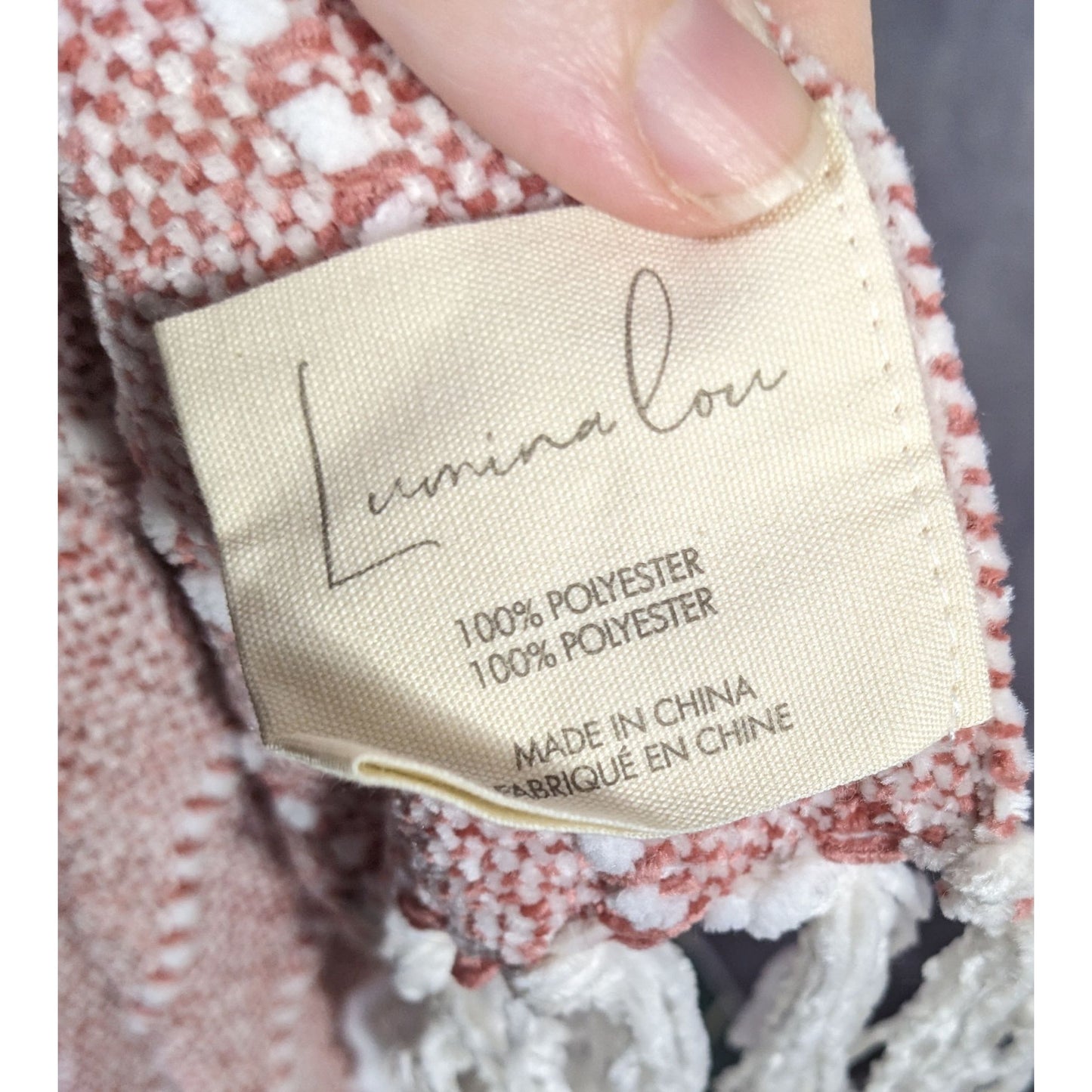 Lumina Lou Pink Striped Chenille Throw Blanket With Fringe 68x53 Inches
