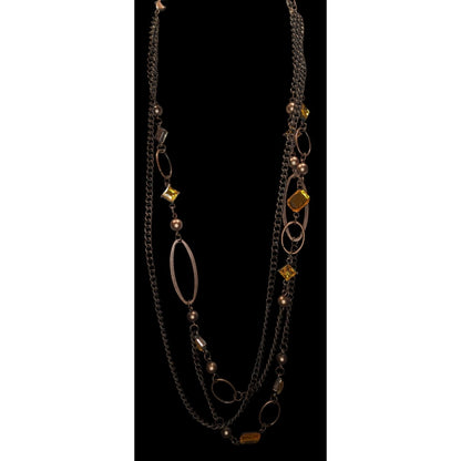 Vintage Boho Industrial Bronze Amber Convertible Necklace Belt Chain