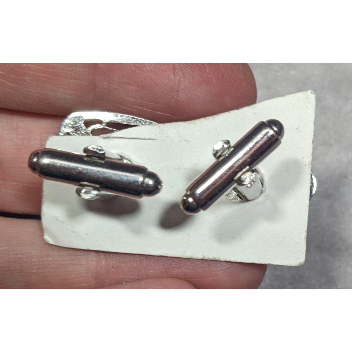 Vintage Art Nouveau Etched Silver Tone Cuff Links