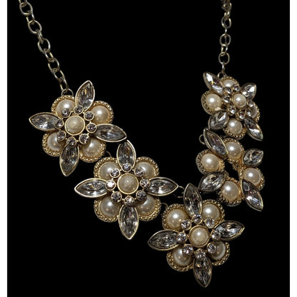 Floral Glam Gemmed Costume Statement Necklace